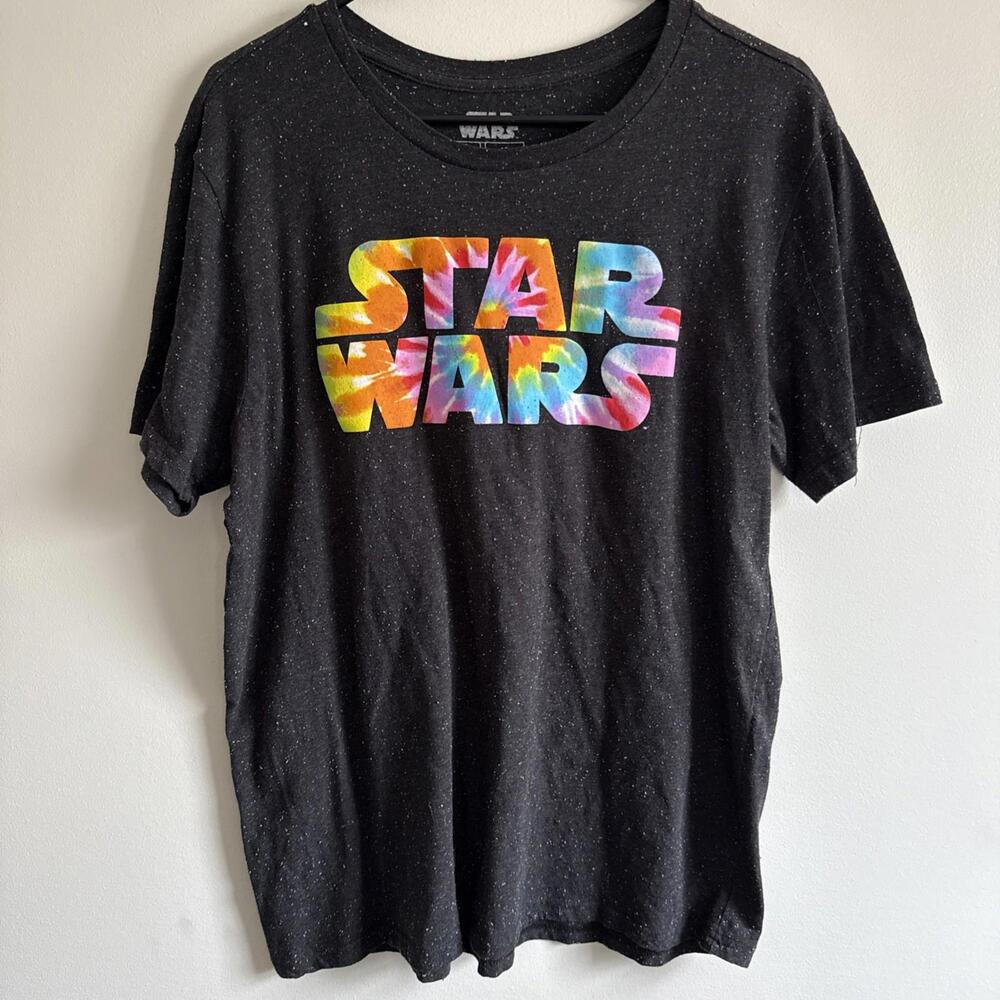 Fifth Sun Star Wars Black Rainbow Logo T Shirt Size Mens XL Casual Comfort